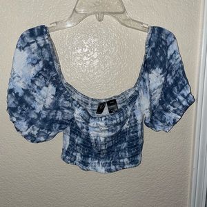 Windsor tie dye puff sleeve crop top
